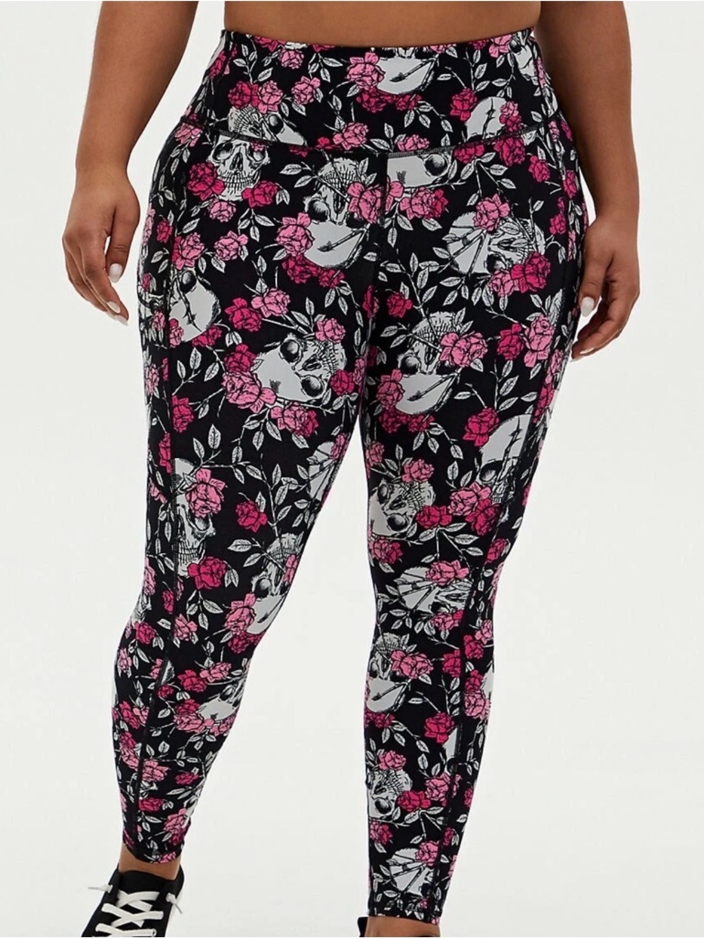 Torrid 3XL Skull Active Leggings Black Pink Floral Pockets NWT
